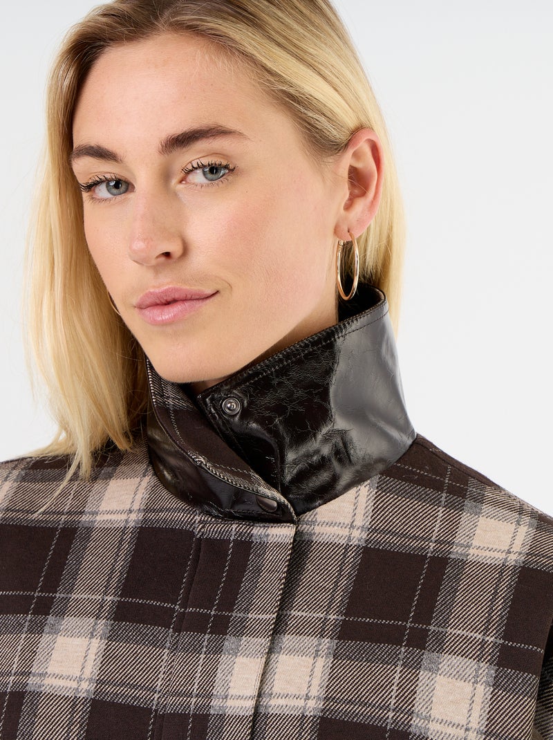 Veste en textile à carreaux Marron - Kiabi