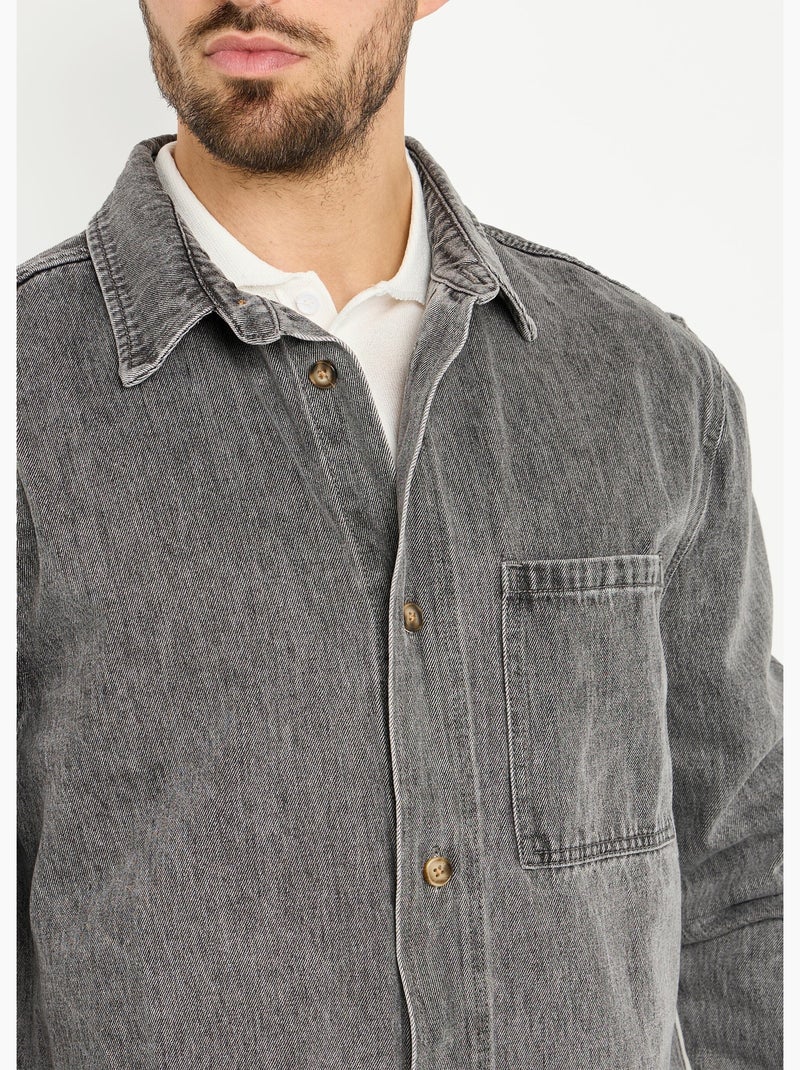 Veste en toile denim épaisse, délavée - AFIBEL Gris - Kiabi