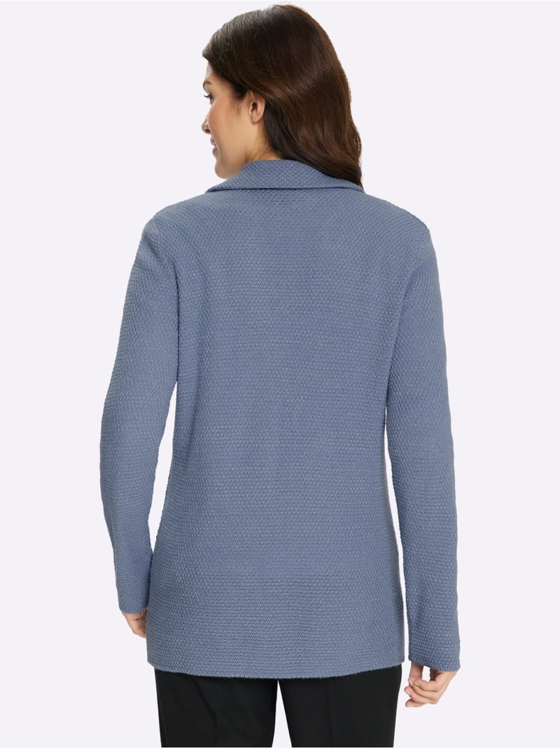 Veste en tricot à col à revers et manches longues - Taille standard - Moda Vilona Gris tourterelle - Kiabi