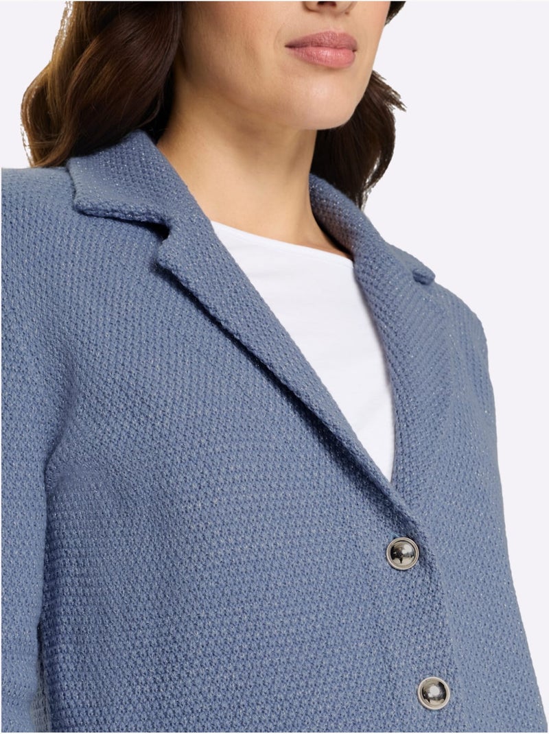 Veste en tricot à col à revers et manches longues - Taille standard - Moda Vilona Gris tourterelle - Kiabi