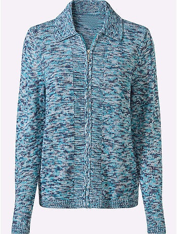 Veste en tricot à col à revers et manches longues avec glissière - Taille standard - Moda Vilona