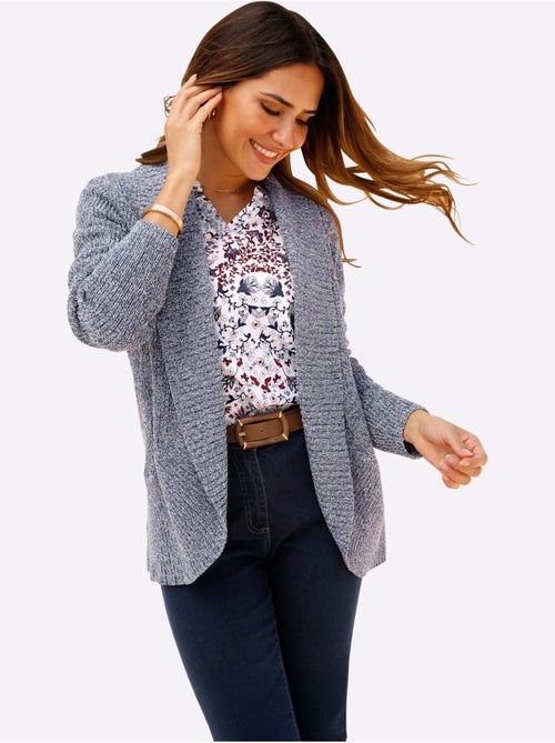 Veste en tricot à col châle avec ourlet arrondi - Taille standard - Moda Vilona - Kiabi