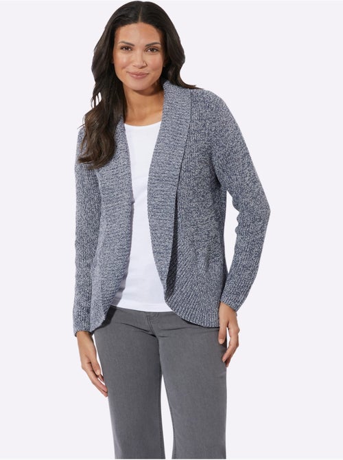 Veste en tricot à col châle avec ourlet arrondi - Taille standard - Moda Vilona - Kiabi
