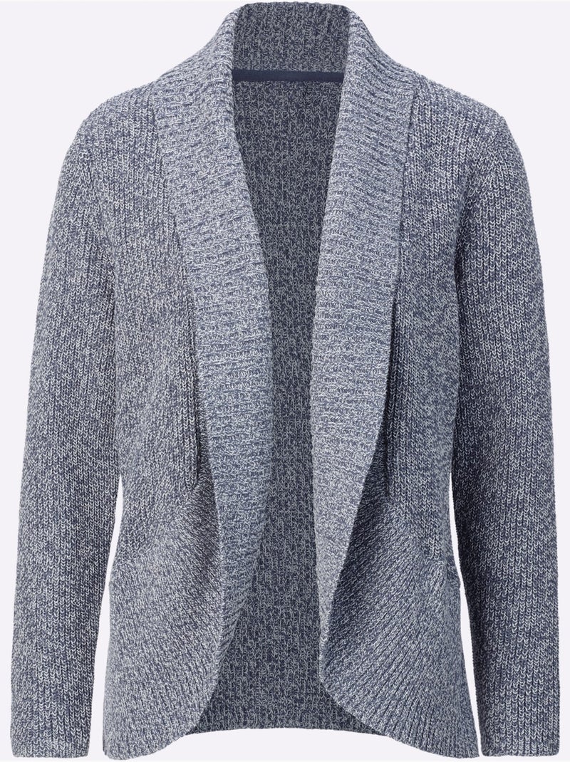 Veste en tricot à col châle avec ourlet arrondi - Taille standard - Moda Vilona Bleu - Kiabi