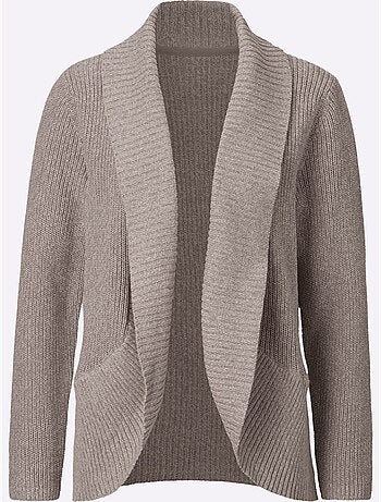 Veste en tricot à col châle avec ourlet arrondi - Taille standard - Moda Vilona