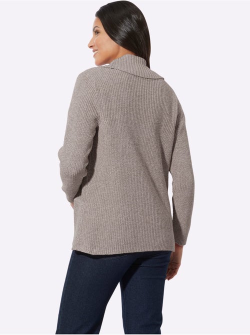 Veste en tricot à col châle avec ourlet arrondi - Taille standard - Moda Vilona - Kiabi