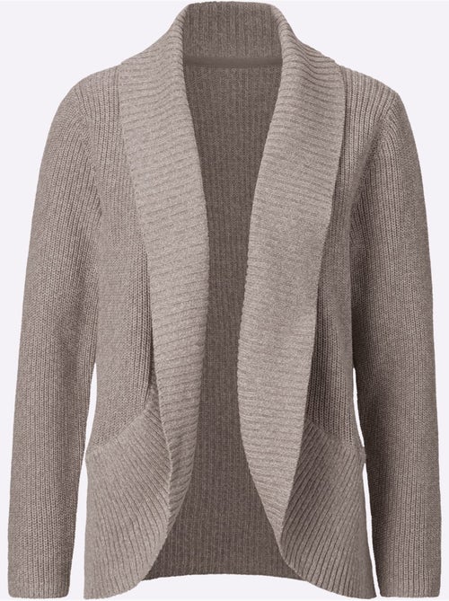 Veste en tricot à col châle avec ourlet arrondi - Taille standard - Moda Vilona - Kiabi
