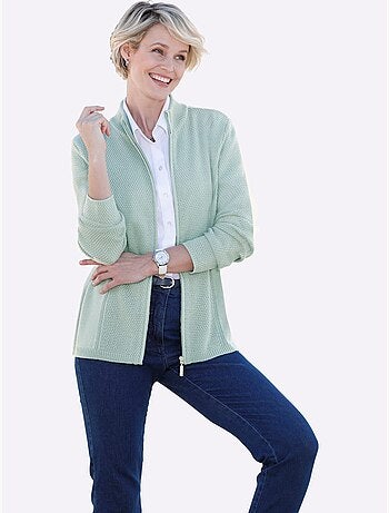 Veste en tricot avec col montant et glissière à motif tricoté - taille standard - moda vilona