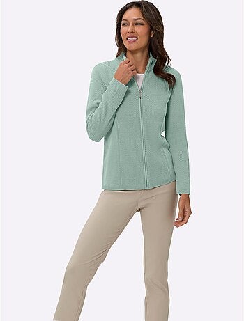 Veste en tricot avec col montant et glissière à motif tricoté - taille standard - moda vilona
