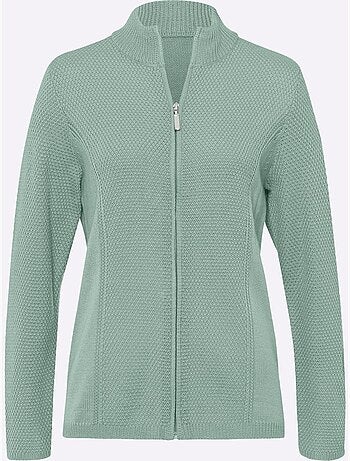 Veste en tricot avec col montant et glissière à motif tricoté - taille standard - moda vilona