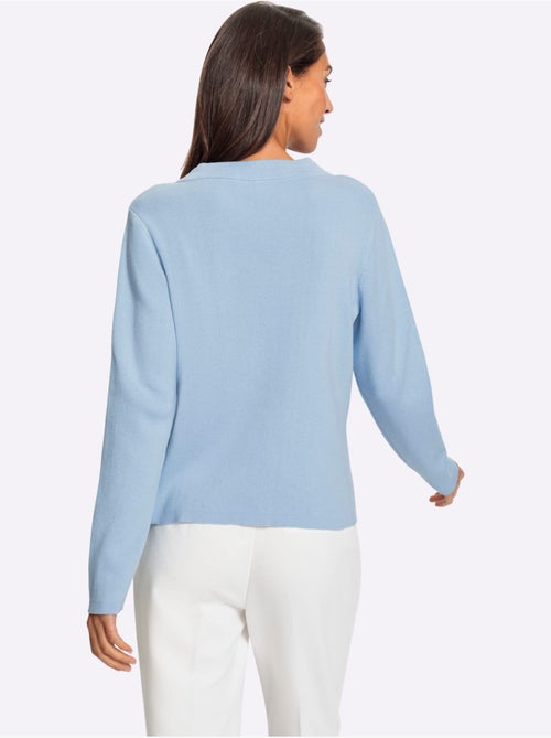 Veste en tricot à col rond avec boutons décoratifs et poches - Taille standard - Helline - Kiabi