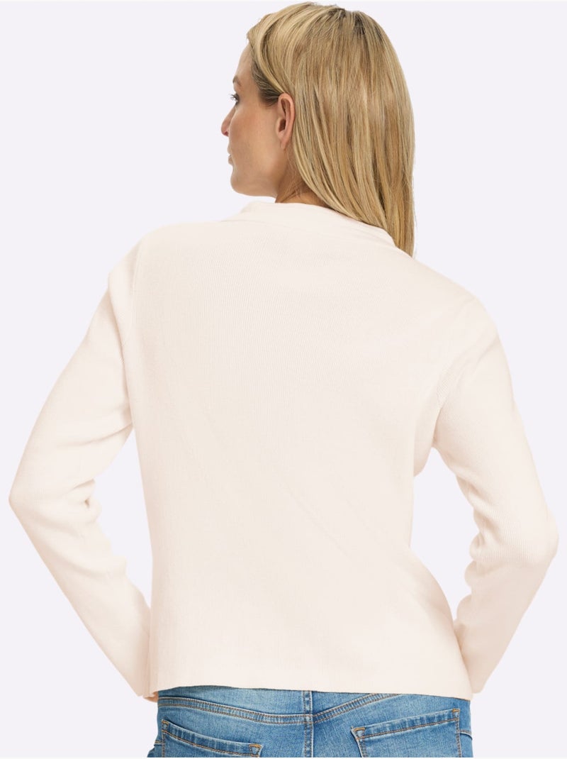 Veste en tricot à col rond avec boutons décoratifs et poches - taille standard - helline Ecru - Kiabi