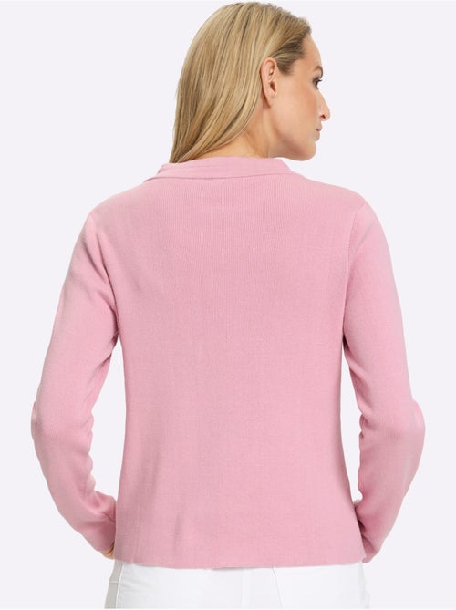 Veste en tricot à col rond avec boutons décoratifs et poches - taille standard - helline - Kiabi Veste en tricot à col rond avec boutons décoratifs et poches - taille standard - helline - Kiabi
