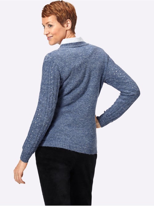 Veste en tricot à col rond avec motif ajouré et poches - Taille standard - Witt - Kiabi