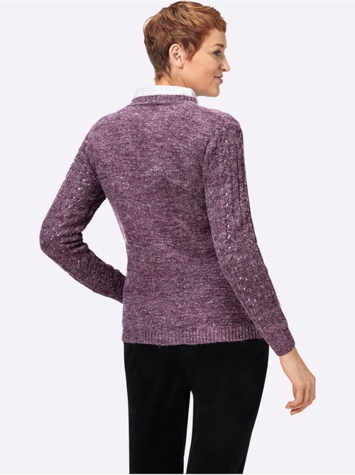 Veste en tricot à col rond avec motif ajouré et poches - Taille standard - Witt - Kiabi