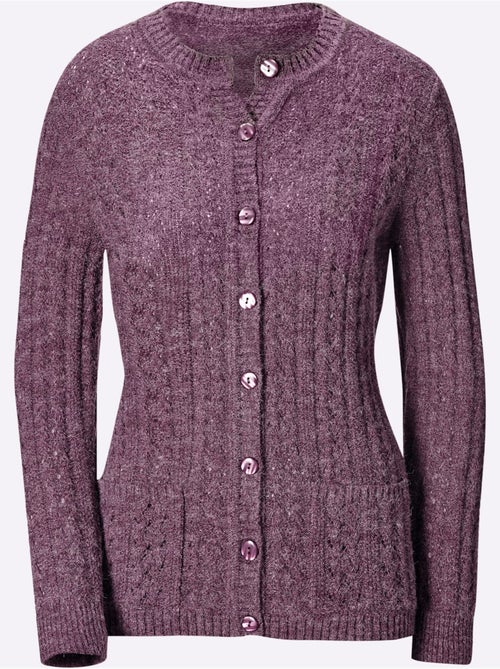 Veste en tricot à col rond avec motif ajouré et poches - Taille standard - Witt - Kiabi