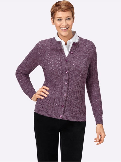 Veste en tricot à col rond avec motif ajouré et poches - Taille standard - Witt - Kiabi