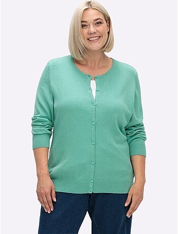 Veste en tricot à encolure ronde avec boutons et manches côtelées - taille standard - moda vilona