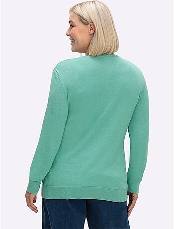 Veste en tricot à encolure ronde avec boutons et manches côtelées - taille standard - moda vilona