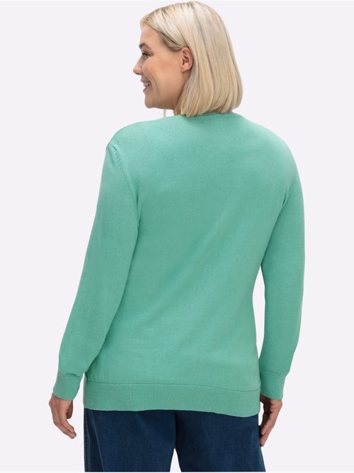 Veste en tricot à encolure ronde avec boutons et manches côtelées - taille standard - moda vilona - Kiabi