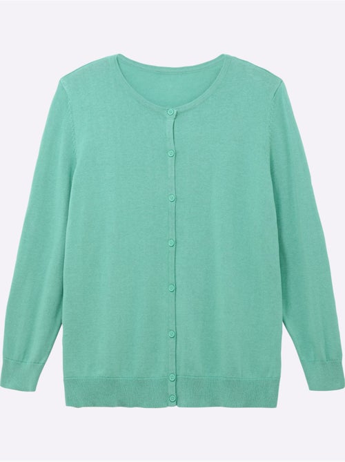Veste en tricot à encolure ronde avec boutons et manches côtelées - taille standard - moda vilona - Kiabi