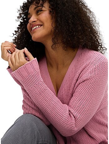 Veste En Tricot Ajouré - Taille Standard - Sheego