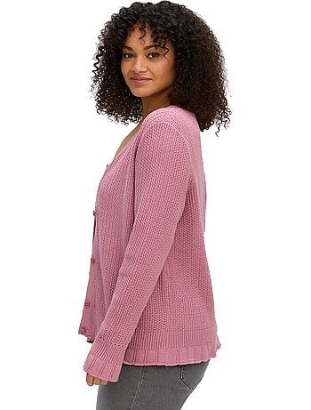 Veste En Tricot Ajouré - Taille Standard - Sheego
