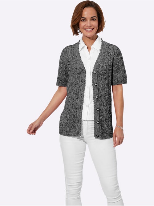 Veste en tricot ajouré à col V et manches courtes - Taille standard - Witt - Kiabi Veste en tricot ajouré à col V et manches courtes - Taille standard - Witt - Kiabi