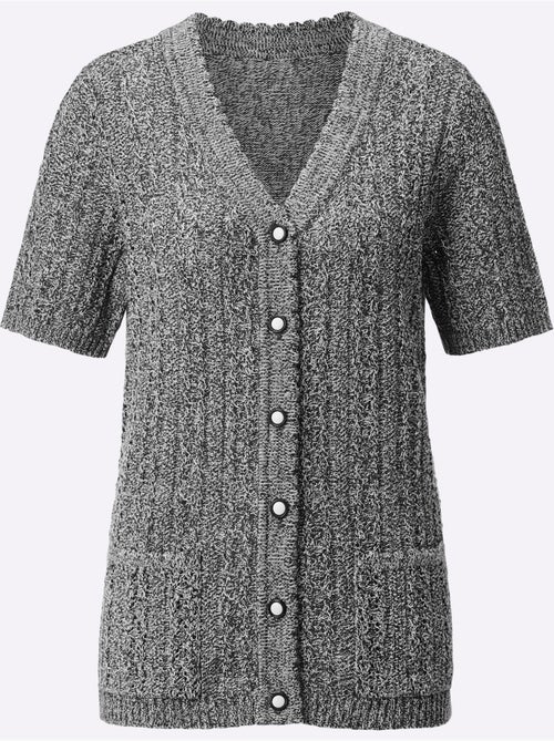 Veste en tricot ajouré à col V et manches courtes - Taille standard - Witt - Kiabi Veste en tricot ajouré à col V et manches courtes - Taille standard - Witt - Kiabi