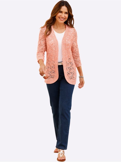 Veste en tricot ajouré à manches 3/4 avec motif léger - Taille standard - Moda Vilona - Kiabi Veste en tricot ajouré à manches 3/4 avec motif léger - Taille standard - Moda Vilona - Kiabi