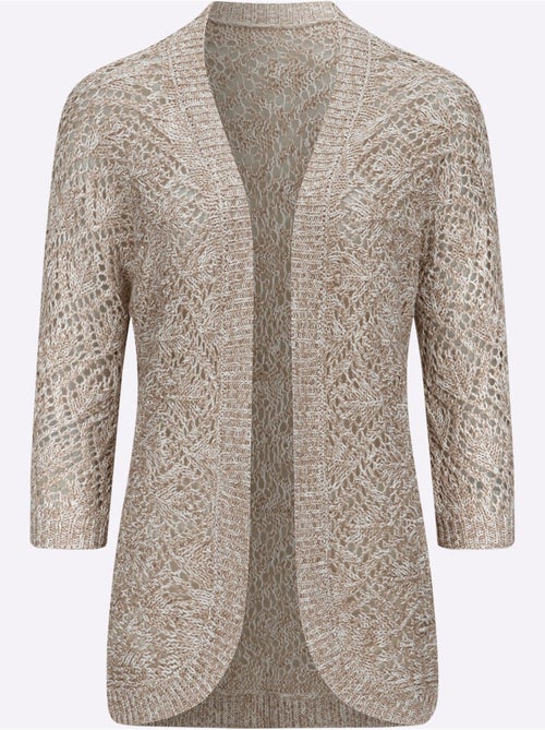 Veste en tricot ajouré à manches 3/4 et motif léger - Taille standard - Moda Vilona - Kiabi Veste en tricot ajouré à manches 3/4 et motif léger - Taille standard - Moda Vilona - Kiabi
