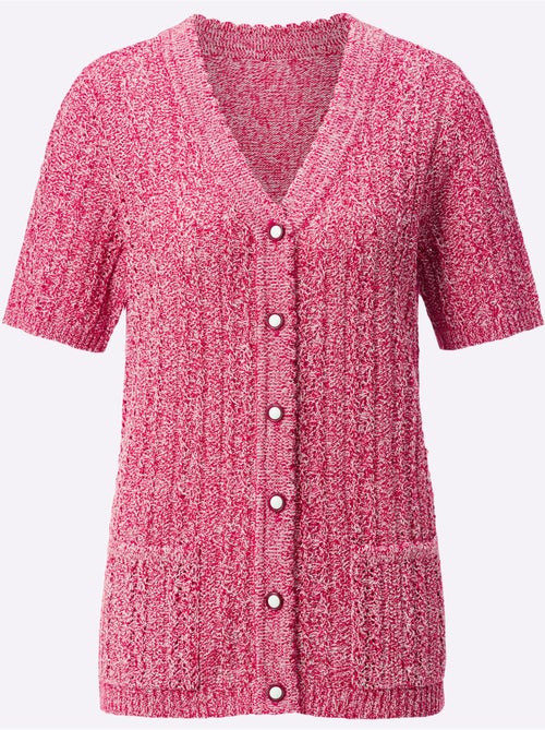 Veste en tricot ajouré avec col v et manches courtes - taille standard - witt - Kiabi Veste en tricot ajouré avec col v et manches courtes - taille standard - witt - Kiabi