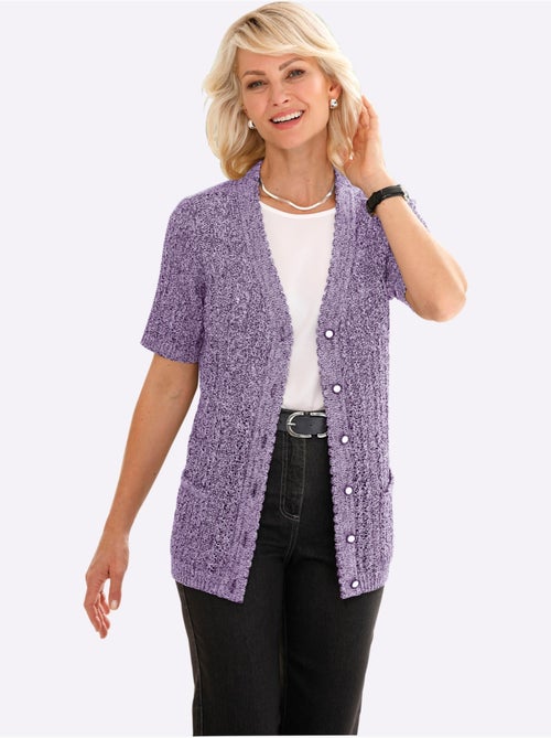 Veste en tricot ajouré avec col v et manches courtes - taille standard - witt - Kiabi Veste en tricot ajouré avec col v et manches courtes - taille standard - witt - Kiabi