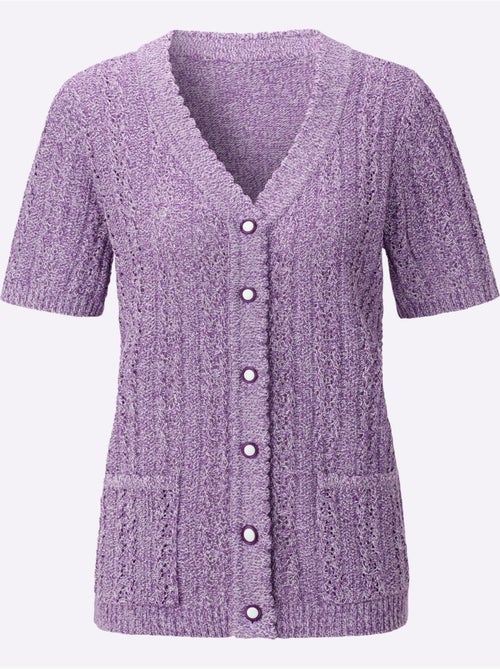 Veste en tricot ajouré avec col v et manches courtes - taille standard - witt - Kiabi Veste en tricot ajouré avec col v et manches courtes - taille standard - witt - Kiabi