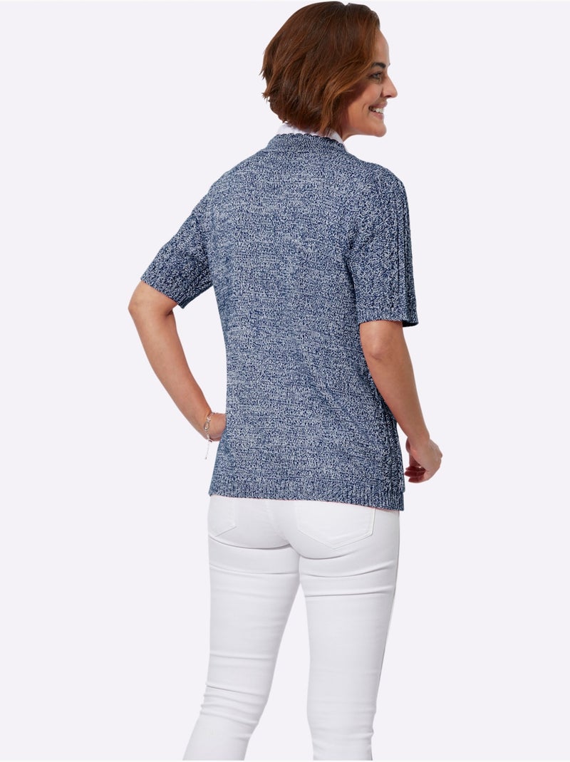 Veste En Tricot Ajouré Fils Chinés - Taille Standard - Witt Bleu marine - Kiabi