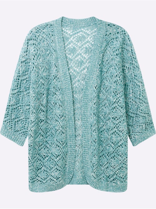 Veste en tricot ajouré légère avec manches 3/4 et col ouvert - Taille standard - Moda Vilona - Kiabi