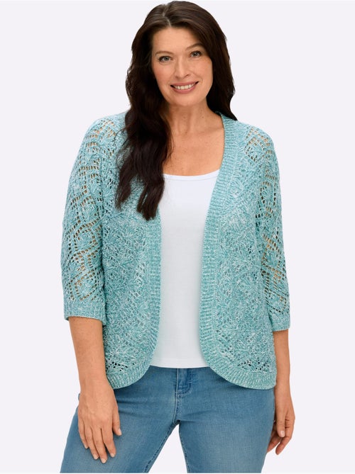 Veste en tricot ajouré légère avec manches 3/4 et col ouvert - Taille standard - Moda Vilona - Kiabi