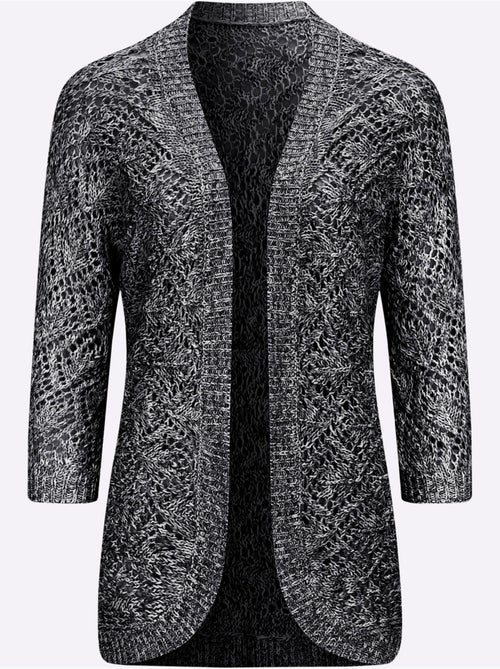 Veste en tricot ajouré ouverte à manches 3/4 avec motifs ajourés - Taille standard - Moda Vilona - Kiabi Veste en tricot ajouré ouverte à manches 3/4 avec motifs ajourés - Taille standard - Moda Vilona - Kiabi