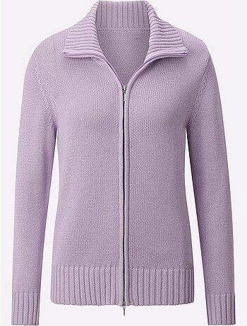 Veste en tricot avec col montant et glissière à finitions côtelées - Taille standard - Witt