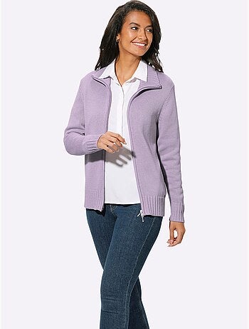 Veste en tricot avec col montant et glissière à finitions côtelées - Taille standard - Witt