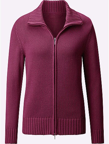 Veste en tricot avec col montant et glissière à finitions côtelées - Taille standard - Witt