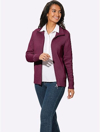 Veste en tricot avec col montant et glissière à finitions côtelées - Taille standard - Witt