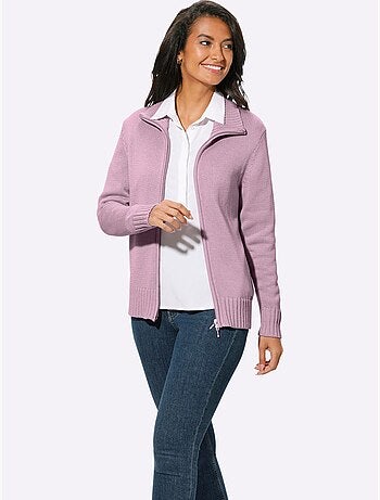 Veste en tricot avec col montant et glissière à finitions côtelées - Taille standard - Witt