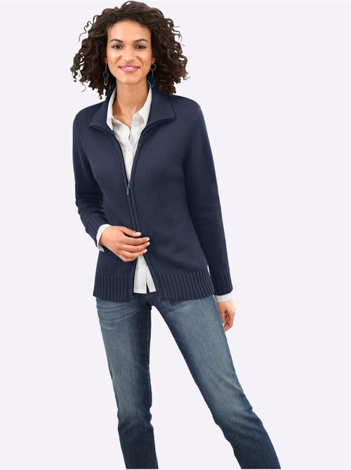 Veste en tricot avec col montant et glissière à manches longues - Taille standard - Witt - Kiabi Veste en tricot avec col montant et glissière à manches longues - Taille standard - Witt - Kiabi