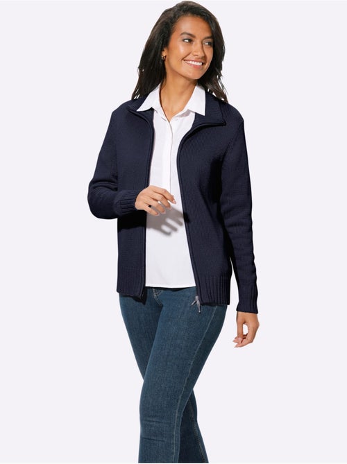 Veste en tricot avec col montant et glissière à manches longues - Taille standard - Witt - Kiabi Veste en tricot avec col montant et glissière à manches longues - Taille standard - Witt - Kiabi