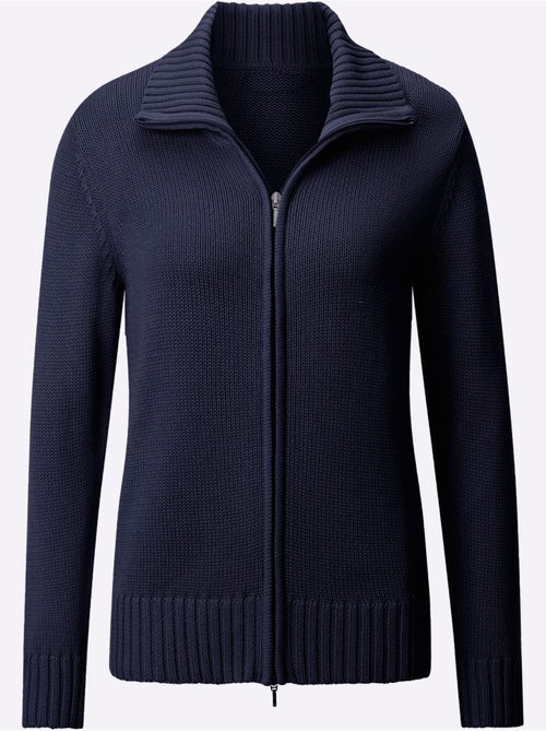 Veste en tricot avec col montant et glissière à manches longues - Taille standard - Witt - Kiabi Veste en tricot avec col montant et glissière à manches longues - Taille standard - Witt - Kiabi