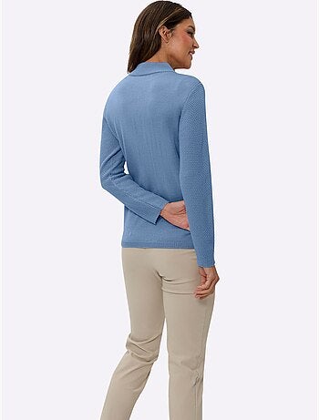 Veste en tricot avec col montant et glissière à motif tricoté - taille standard - moda vilona