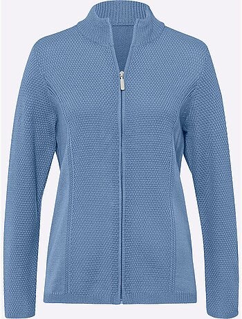 Veste en tricot avec col montant et glissière à motif tricoté - taille standard - moda vilona