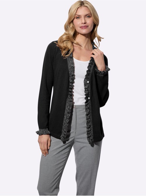 Veste en tricot avec col v et volants lumineux - taille standard - moda vilona - Kiabi Veste en tricot avec col v et volants lumineux - taille standard - moda vilona - Kiabi