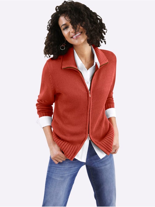 Veste en tricot avec col zippé et finitions côtelées - Taille standard - Witt - Kiabi Veste en tricot avec col zippé et finitions côtelées - Taille standard - Witt - Kiabi